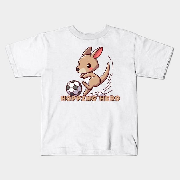 Football Kangaroo Player Kids T-Shirt by Japanese Fever